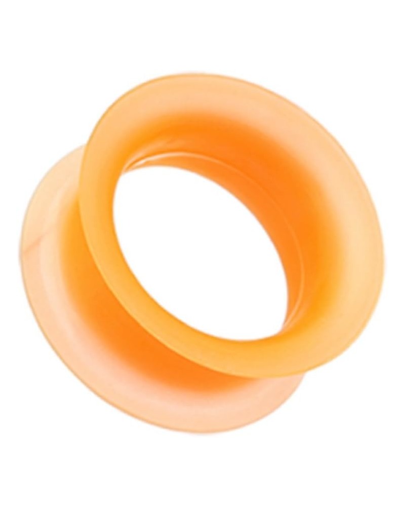 Ultra Thin Flexible Silicone Ear Skin Double Flared Ear Gauge Tunnel Plug (Sold by Pair) 0 GA, Orange $8.69 Body Jewelry