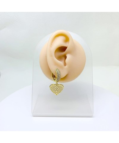 Pearl Heart Hoop Earrings 4 Lines Cubic Zirconia Women Earrings Drop Earrings gold bow $14.44 Earrings