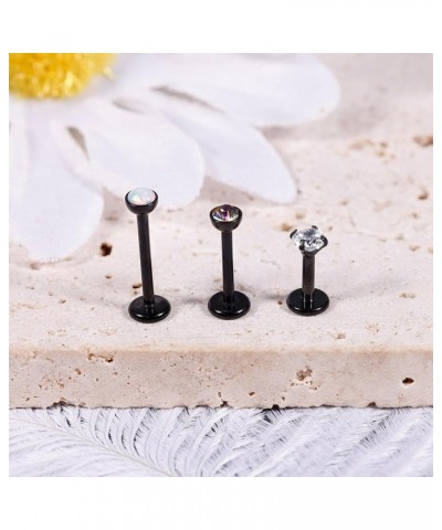 16G 18G 3PCS G23 Titanium Internally Threaded Labret Monroe Stud Lip Rings Opal CZCartilage Helix Tragus Stud Earrings Conch ...