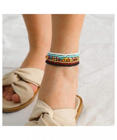 18 Pieces Elastic Beaded Anklets for Women Girls Handmade Beach Boho Colorful Beads Ankle Bracelets Set Multiple color $6.83 ...