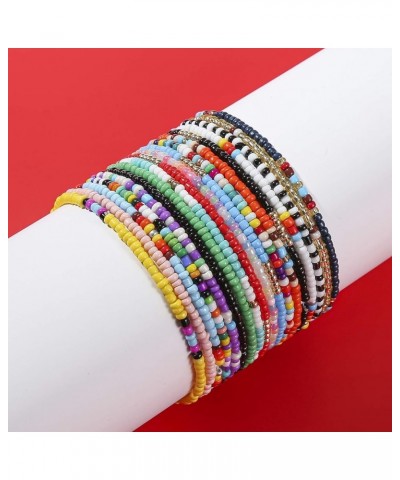 18 Pieces Elastic Beaded Anklets for Women Girls Handmade Beach Boho Colorful Beads Ankle Bracelets Set Multiple color $6.83 ...