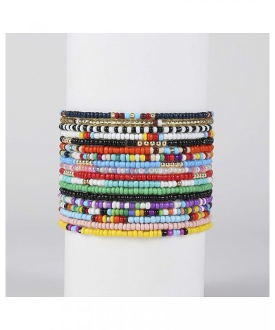 18 Pieces Elastic Beaded Anklets for Women Girls Handmade Beach Boho Colorful Beads Ankle Bracelets Set Multiple color $6.83 ...