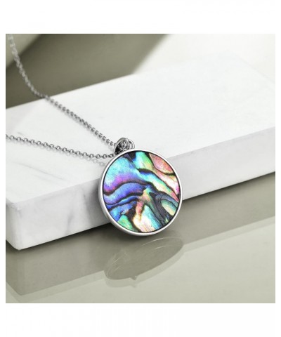 Sea Turtle Necklace Jewelry for Women Sterling Silver Abalone Shell Turtle Pendant Gifts for Girls Mother Daughter silver-Tre...