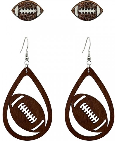 Football Earrings for Women Heart Glitter Faux Leather Football Soccer Teardrop Dangle Earrings Sports Lover Gifts B,2 Pairs ...