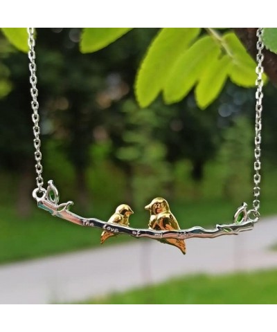 Gifts for Mum Baby Birds Necklace - 925 Sterling Silver Chrome Diopside Bird Family Pendant Mother Daughter Necklace Family C...