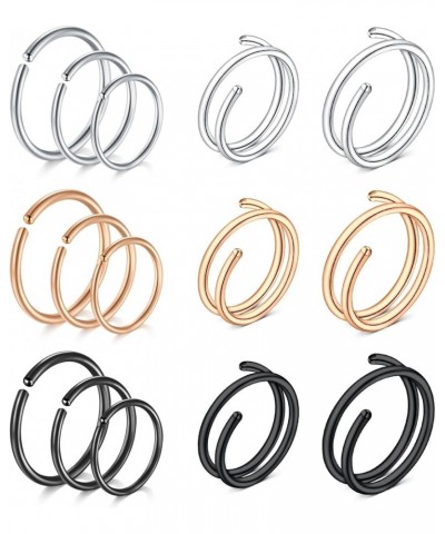 Nose Rings Hoops Nose Hoops Double Nose Ring for Single Piercing Double Hoop Nose Ring Double Nose Ring Hoop Double Loop Nose...