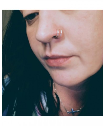 Nose Rings Hoops Nose Hoops Double Nose Ring for Single Piercing Double Hoop Nose Ring Double Nose Ring Hoop Double Loop Nose...