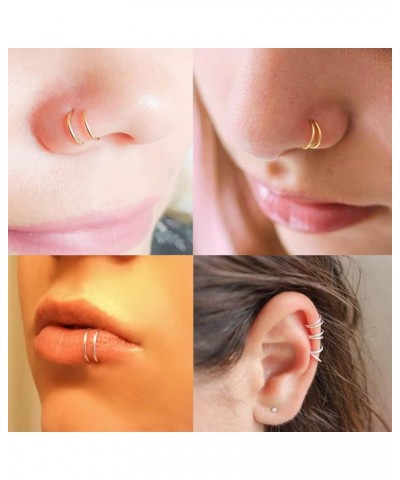 Nose Rings Hoops Nose Hoops Double Nose Ring for Single Piercing Double Hoop Nose Ring Double Nose Ring Hoop Double Loop Nose...