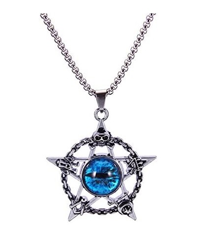 Men's Punk Necklace Pendant for Men Boys with 23.6'' Stainless Steel Box Chain evil eye (G) $5.19 Necklaces