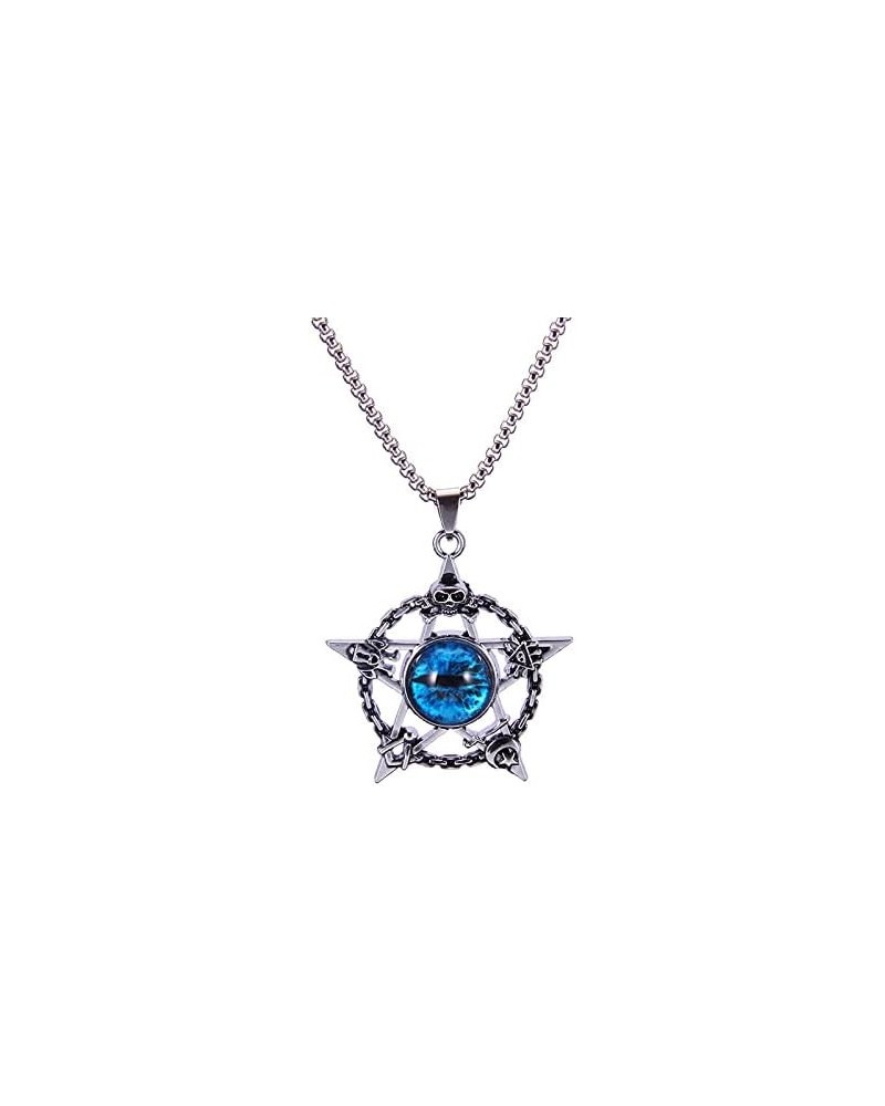 Men's Punk Necklace Pendant for Men Boys with 23.6'' Stainless Steel Box Chain evil eye (G) $5.19 Necklaces