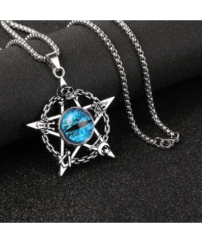 Men's Punk Necklace Pendant for Men Boys with 23.6'' Stainless Steel Box Chain evil eye (G) $5.19 Necklaces