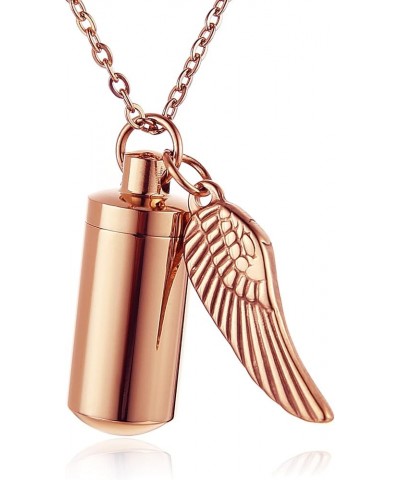 Stainless Steel Cylindrical Souvenir Capsule Pill Pendant Necklace, Cremated Ashes Pill Container Necklace Rose Gold $9.17 Ne...