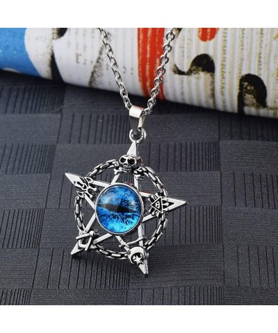 Men's Punk Necklace Pendant for Men Boys with 23.6'' Stainless Steel Box Chain evil eye (G) $5.19 Necklaces