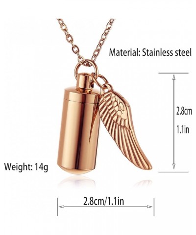 Stainless Steel Cylindrical Souvenir Capsule Pill Pendant Necklace, Cremated Ashes Pill Container Necklace Rose Gold $9.17 Ne...