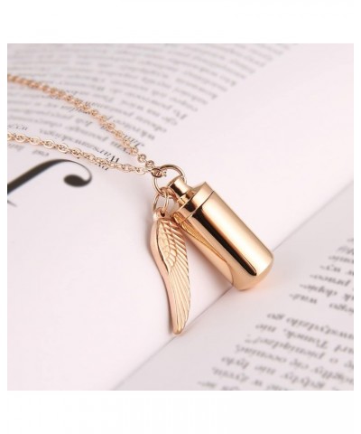 Stainless Steel Cylindrical Souvenir Capsule Pill Pendant Necklace, Cremated Ashes Pill Container Necklace Rose Gold $9.17 Ne...