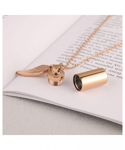 Stainless Steel Cylindrical Souvenir Capsule Pill Pendant Necklace, Cremated Ashes Pill Container Necklace Rose Gold $9.17 Ne...