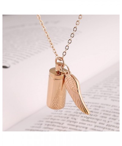 Stainless Steel Cylindrical Souvenir Capsule Pill Pendant Necklace, Cremated Ashes Pill Container Necklace Rose Gold $9.17 Ne...