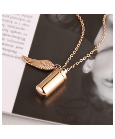 Stainless Steel Cylindrical Souvenir Capsule Pill Pendant Necklace, Cremated Ashes Pill Container Necklace Rose Gold $9.17 Ne...