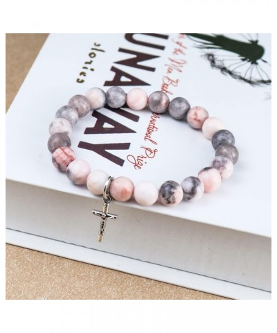 Christian Gifts for Women Men, Natural Stone Cross catholic Bracelet spiritual Religious Catholic Gifts Easter faith Gifts in...