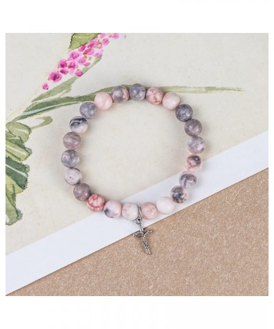 Christian Gifts for Women Men, Natural Stone Cross catholic Bracelet spiritual Religious Catholic Gifts Easter faith Gifts in...