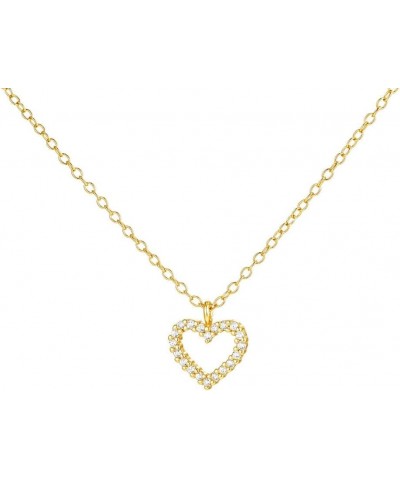 Pave Sun Heart Dainty Chain 18K Gold Sterling Silver Dainty Chain CZ Diamond Necklace 03-Forever Pave Heart 18K Gold $14.21 N...