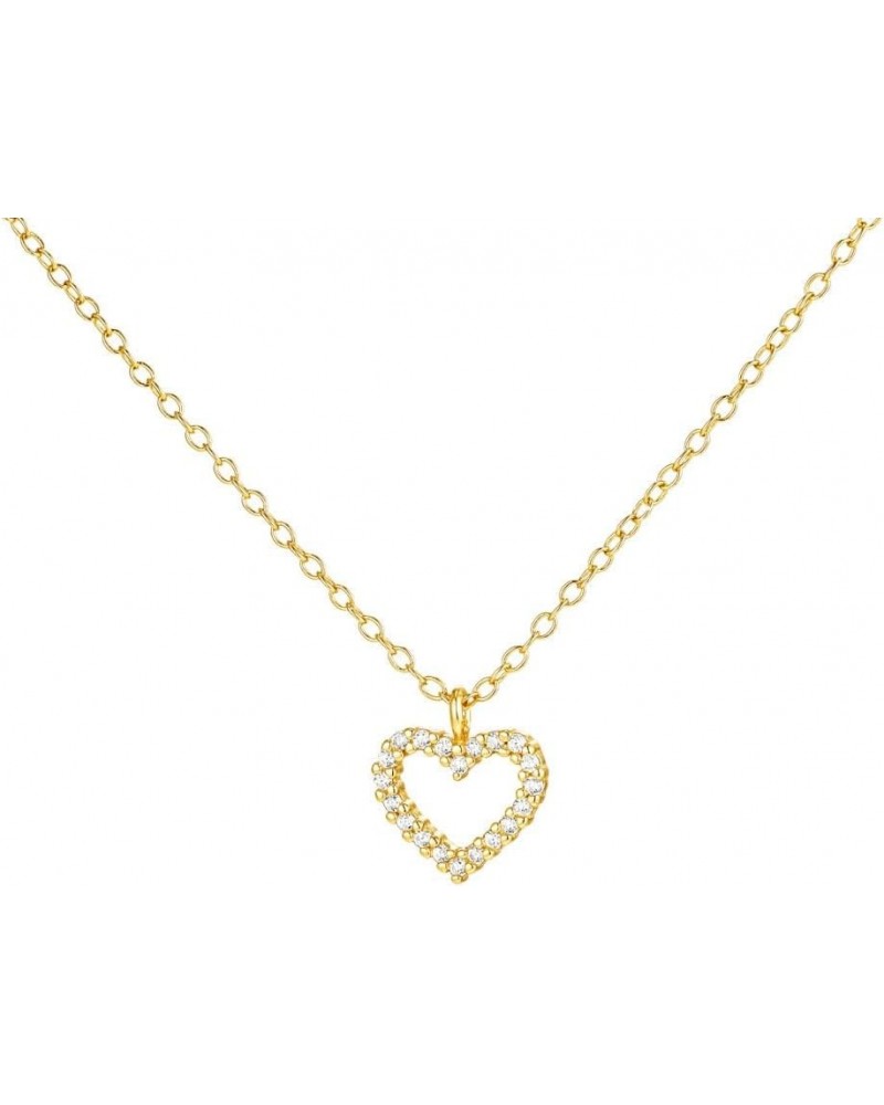 Pave Sun Heart Dainty Chain 18K Gold Sterling Silver Dainty Chain CZ Diamond Necklace 03-Forever Pave Heart 18K Gold $14.21 N...