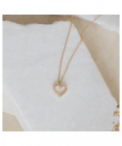 Pave Sun Heart Dainty Chain 18K Gold Sterling Silver Dainty Chain CZ Diamond Necklace 03-Forever Pave Heart 18K Gold $14.21 N...