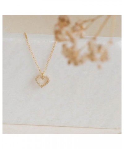 Pave Sun Heart Dainty Chain 18K Gold Sterling Silver Dainty Chain CZ Diamond Necklace 03-Forever Pave Heart 18K Gold $14.21 N...