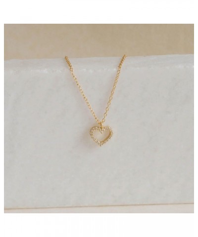 Pave Sun Heart Dainty Chain 18K Gold Sterling Silver Dainty Chain CZ Diamond Necklace 03-Forever Pave Heart 18K Gold $14.21 N...