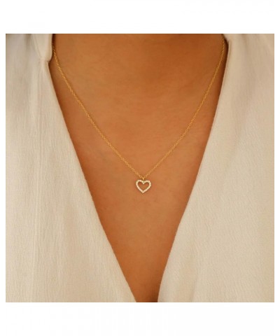 Pave Sun Heart Dainty Chain 18K Gold Sterling Silver Dainty Chain CZ Diamond Necklace 03-Forever Pave Heart 18K Gold $14.21 N...