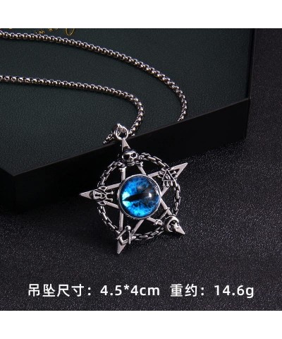 Men's Punk Necklace Pendant for Men Boys with 23.6'' Stainless Steel Box Chain evil eye (G) $5.19 Necklaces