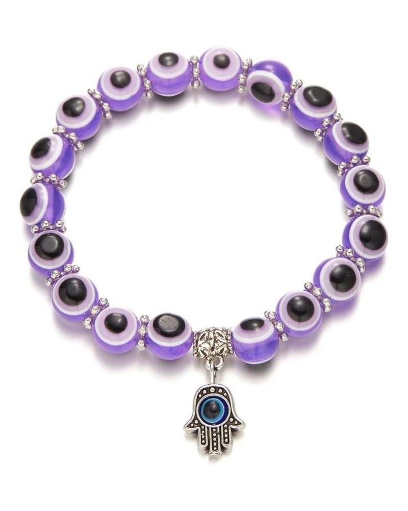 Evil Eye Beaded Charm Bracelets Colorful Eye Bead Hamsa Stretch Bracelet Hand of Fatima Turkish Lucky Bracelet for Women Men ...