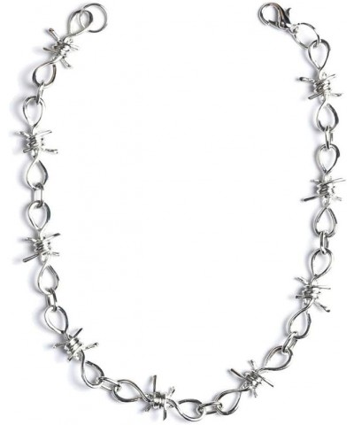 Punk Gothic Thorns Metal Barbed Wire Chain Necklace Bracelet Silver Jewelry for Men Women Thick chain necklace $8.26 Bracelets