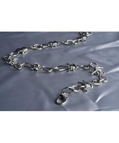 Punk Gothic Thorns Metal Barbed Wire Chain Necklace Bracelet Silver Jewelry for Men Women Thick chain necklace $8.26 Bracelets