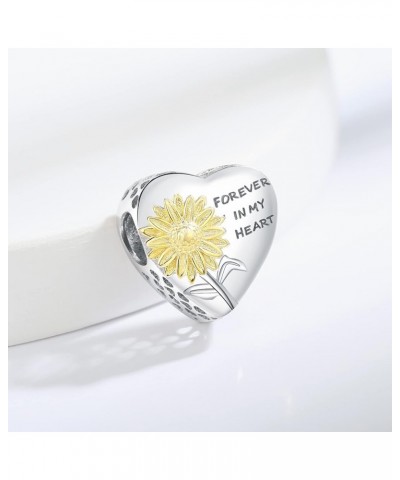 925 Sterling Silver Sunflower Charms Fit Pandora Charms Bracelet Forever In My Heart Fit Wife Daughter Mother's Day Christmas...