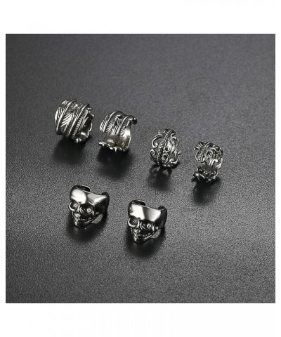 3pairs Stainless Steel Handmade Non-Piercing Earring Cuffs,Clip on Cartilage Piercing Earrings,Skull, Feather Charm for Hallo...