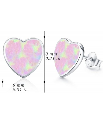 Heart Earrings Opal Stud Earrings Hypoallergenic Sterling Sliver Jewelry Rose Gold Heart for Women Teen with Sensitive Ears T...