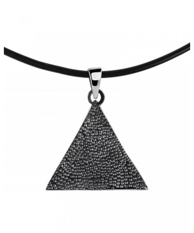 Unique and Stylish Eye of Providence or Illuminati Triangle Sterling Silver Pendant on a Black Rubber Cord Necklace for All S...