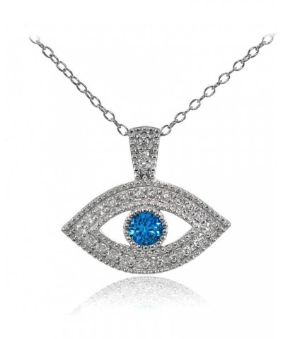 925 Sterling Silver London Blue Cubic Zirconia Evil Eye Necklace for Women Teen Girls, Silver, Yellow Gold & Rose Gold Silver...