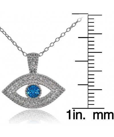 925 Sterling Silver London Blue Cubic Zirconia Evil Eye Necklace for Women Teen Girls, Silver, Yellow Gold & Rose Gold Silver...