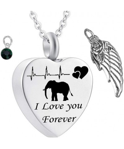 misyou Memories Angel Wings Heart Pendant Urn Necklace for Ashes Cremation Elephant Memorial Keepsake 12 Colors Birthstones J...