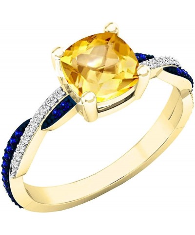 10K 6 MM Cushion & Round Gemstone & Diamond Ladies Swirl Engagement Ring, Yellow Gold Citrine $118.89 Rings