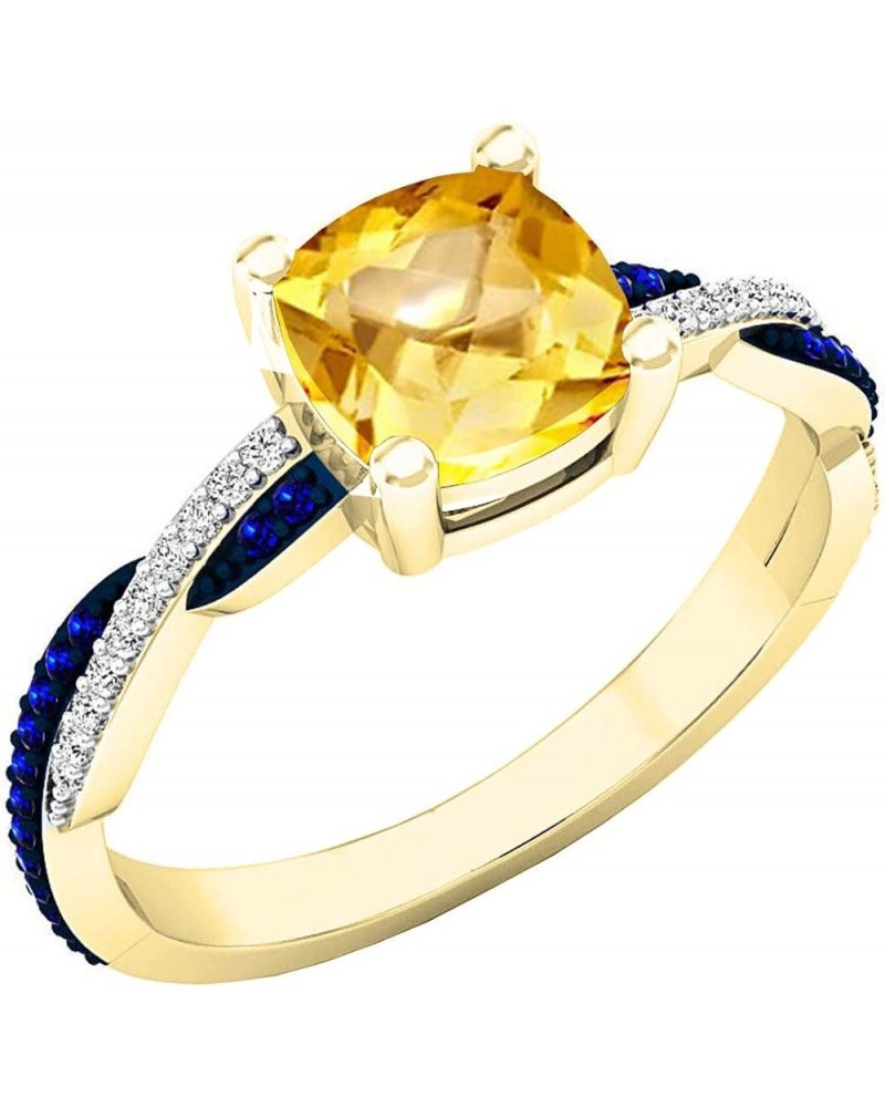 10K 6 MM Cushion & Round Gemstone & Diamond Ladies Swirl Engagement Ring, Yellow Gold Citrine $118.89 Rings