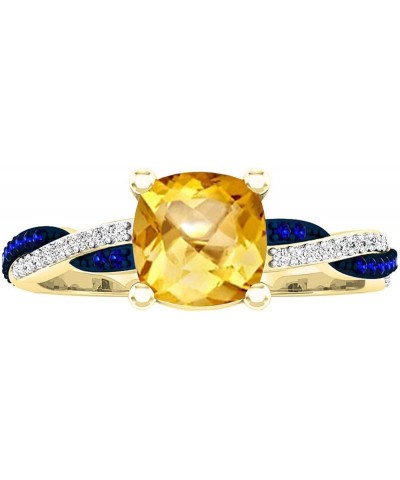 10K 6 MM Cushion & Round Gemstone & Diamond Ladies Swirl Engagement Ring, Yellow Gold Citrine $118.89 Rings