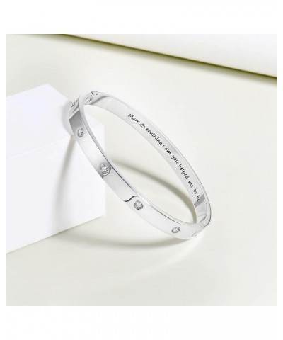 Inspirational Bracelets Gifts Silver Bangle Bracelets For Women Non-Tarnish Stainless Steel Non-Tarnish With Cubic Zirconia S...