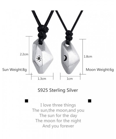 2Pcs Couple Necklace Set,Sterling Silver Sun And Moon Matching Bracelets Set for Women Men Moon Sun Necklace $20.98 Bracelets