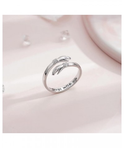 Valentines Day Gifts - S925 Sterling Silver Hug Ring for Women Teen Girls, Adjustable Ring Jewelry Mothers Day Birthday Gifts...