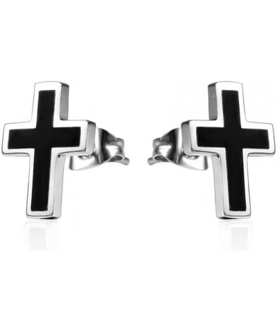 Stainless Steel Cross Stud Earrings Fashion Ear Studs Piercing Jewelry Gift $8.69 Earrings