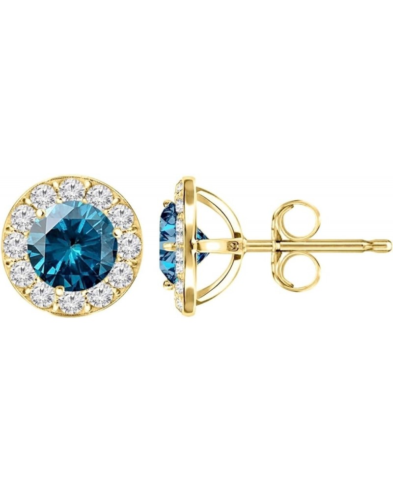 1/2-10 Carat t.w. Blue Diamond Stud Earrings Push Back 2.0 Carat 14K Yellow Gold $881.35 Earrings