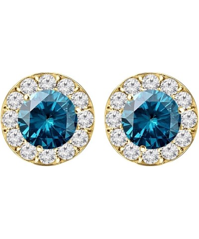 1/2-10 Carat t.w. Blue Diamond Stud Earrings Push Back 2.0 Carat 14K Yellow Gold $881.35 Earrings